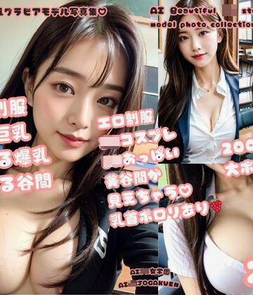 AI美女JK風グラビアモデル写真集 2巻 乱れる制服 はずむ巨乳 はじける爆乳 はだける谷間 エロ制服 JKコスプレ