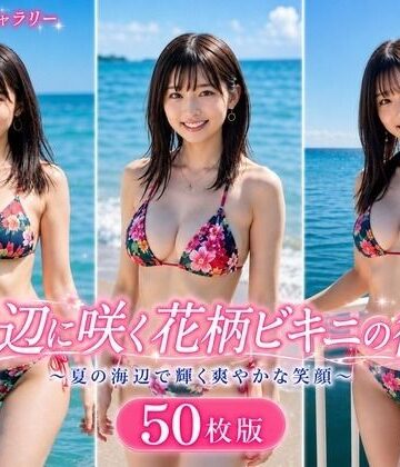 水辺に咲く花柄ビキニの彼女 50枚版